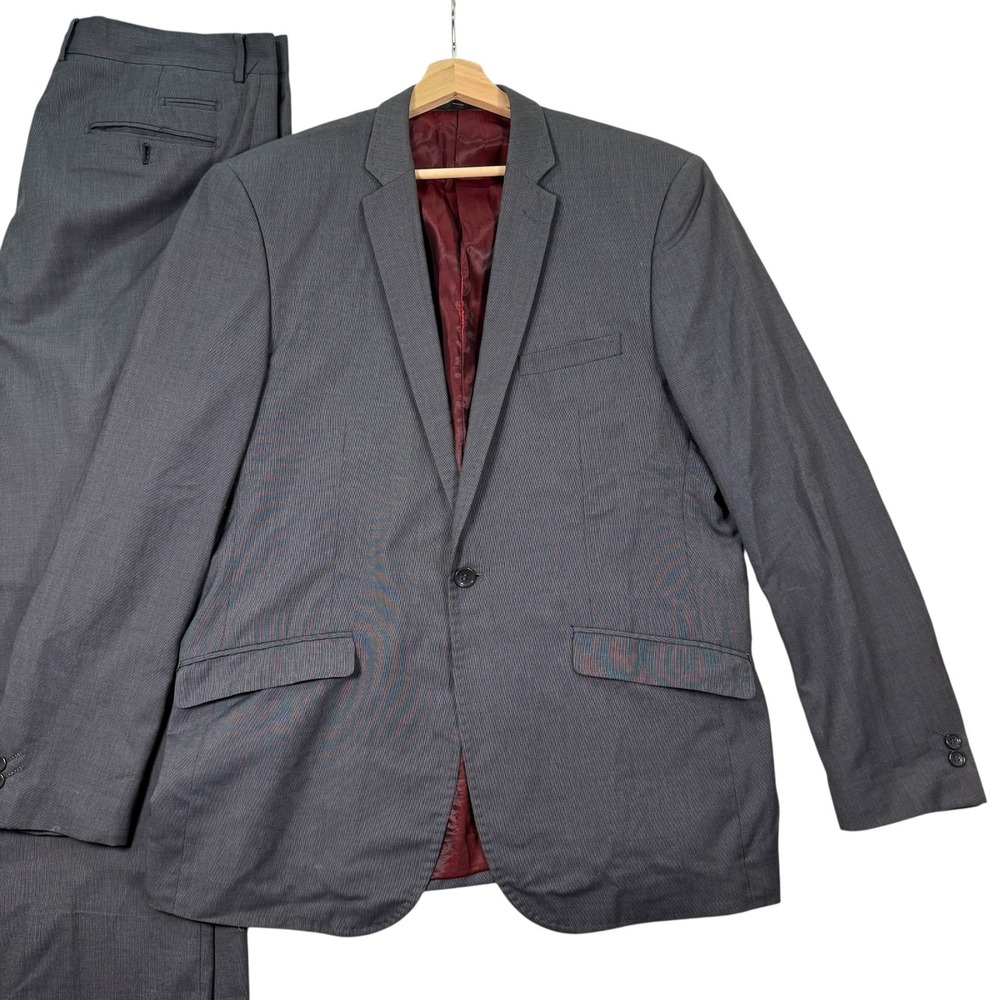Marc Darcy 2 Piece Suit Jacket 46R Pants 36x31 Mens Grey Formal Single Breasted‎